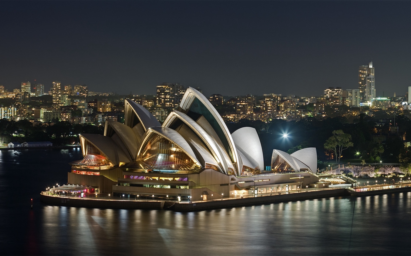 海港城市悉尼夜晚大屏高清1440x900桌面壁纸