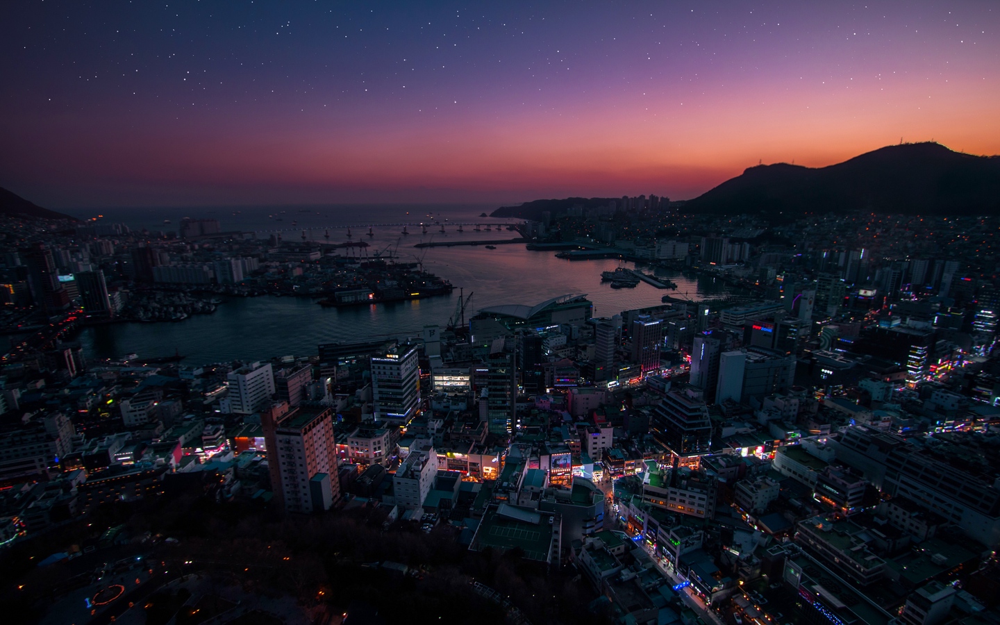 悉尼海港城市夜景俯瞰大屏高清1440x900桌面壁纸